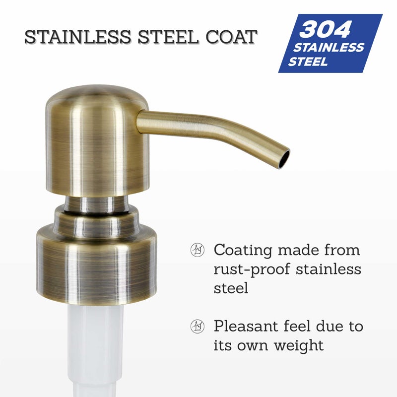 ALTGLAS Stainless Steel Soap Pump 'Zagreb' as Replacement for Liquid Hand Soap Dispensers and Bottle Upcycling (Vintage Brass) - Fits e.g. Jack Bottle - Image 4